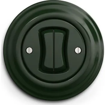 vypínač Kliklap - Retro dvojitý schodišťový vypínač s rámečkem č. 6+6 zelená