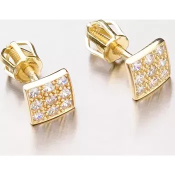 Náušnice Dámské náušnice zirkony žluté zlato DZ2096-ZL-ZIR