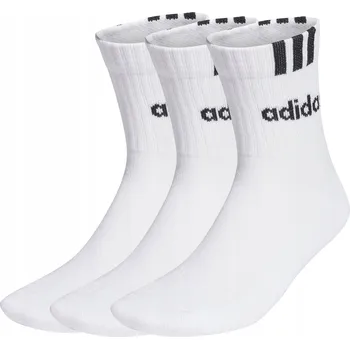 Pánské ponožky Adidas 3-Stripes Linear Half-Crew Cushioned 3P Ponožky Bílé HT3437 43-45