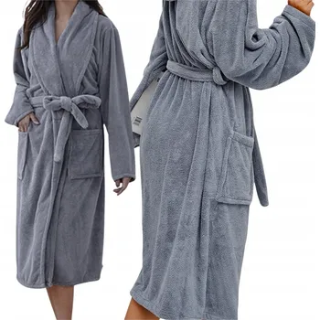 Dámské noční prádlo MAKOIA dámský župan ke kolenům šedá univerzální