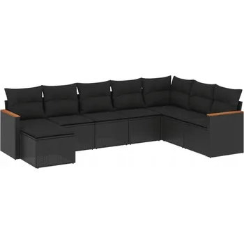 Zahradní nábytek z umělého ratanu VidaXL, černý, 8 dílů