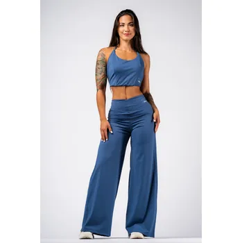 NEBBIA Deni x NEBBIA Flared kalhoty s vysokým pasem modré L