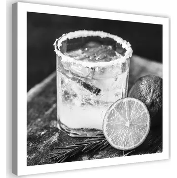 Obraz OBRAZ NA PLÁTNĚ Drinky s ledem černo bílý 40x40