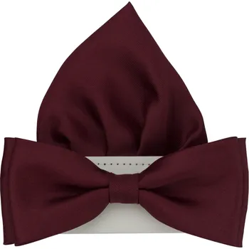 Motýlek Vínově červený pánský motýlek matný s kapesníčkem