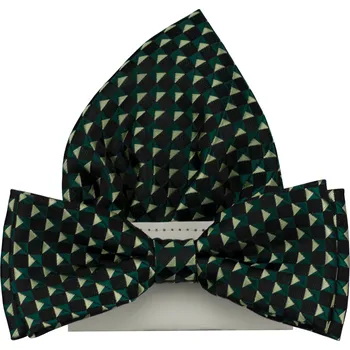 Motýlek Smaragdově zelený pánský motýlek se čtverečky včetně kapesníčku