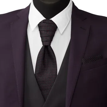 Kravata Černá svatební kravata s vínově červenými trojúhelníčky