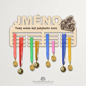 věšák na medaile WoodenPuzzle.cz Věšák na medaile - motorky Velikost: 30 cm