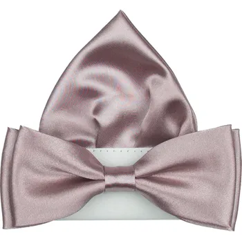 Motýlek Tmavě starorůžový pánský motýlek lesklý s kapesníčkem