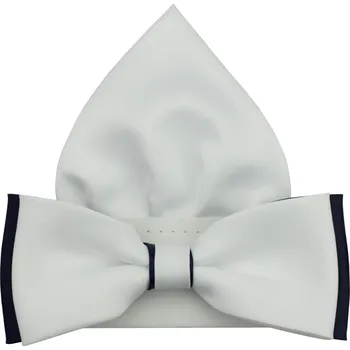 Motýlek Bílo tmavě modrý pánský motýlek matný s kapesníčkem