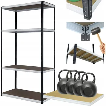 Dílenský regál Kovový regál do skladu, garáže, stojan HELIOS 180x110x35 cm, 4 police, nosnost 400 kg