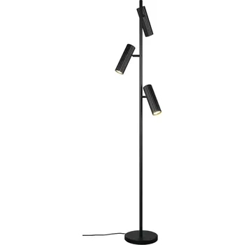 Stojací lampa Trio Leuchten 467700332 SOKA - Čtecí černá stojací tříramenná lampa 3 x GU10, 150cm (Černá stojací čtecí lampa s nášlapným vypínačem)