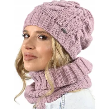 Čepice Alur set čepice, nákrčník (rolák) Podzim-Zima - Zimní Set Čepice Nákrčník STYLOVÝ A10 univerzální velikost růžová