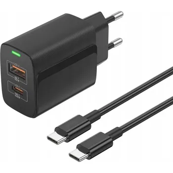 Rychlá síťová nabíječka pro telefon 2xUSB USB-C 20W PD QC 3.0 kabel typ C