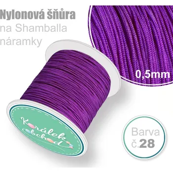 Náramek Nylonová šňůra na Shamballa náramky průměr nitě 0,5mm. Barva č.28 Fialová