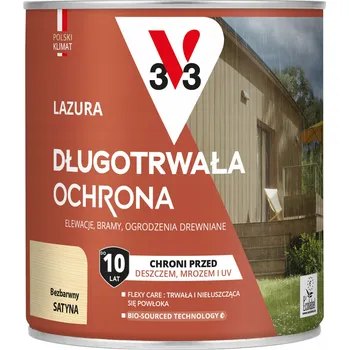 Lak na dřevo Lazura 10 let ochrany bezbarvá satén 0,75 l V33