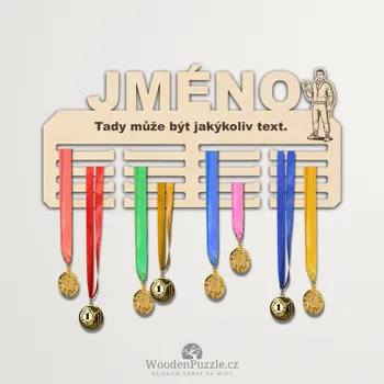 věšák na medaile WoodenPuzzle.cz Věšák na medaile - trenér - muž Velikost: 30 cm
