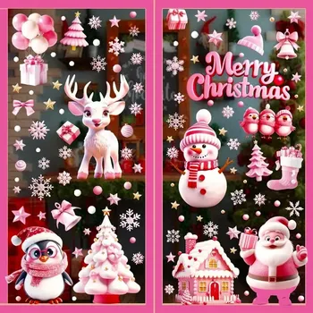 Vánoční dekorace Univerzál 9 listů / 143ks Svátečních vánočních okenních samolepek