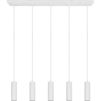 Trio Leuchten 367700531 SOKA - Závěsné kuchyňské svítidlo v bílé barvě, 5 x GU10, 85cm (Závěsné moderní bílé svítidlo nad jídelní stůl)