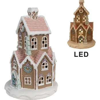 Vánoční dekorace Hnědá svítící perníková chaloupka Gingerbread House - Ø 14*22 cm / 3*AAA