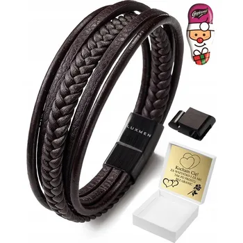 Náramek PÁNSKÝ NÁRAMEK KOŽENÝ, HNĚDÁ, PLETENÁ KŮŽE, NASTAVITELNÝ S GRAVÍROVÁNÍM