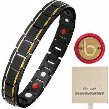 Náramek Magnetický náramek pánský zdravotní černý ocel chirurgická BLINGART
