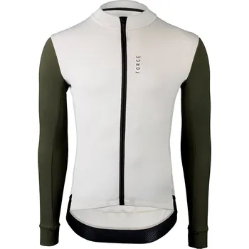 cyklistický dres dres FORCE ENDLESS dlouhý rukáv, béžovo-zelený 3XL