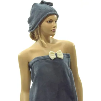 Velforia kilt do sauny dámský froté šedý s mašlí Barva: Tmavě šedá, velikost v cm: L - 75 x 130 cm