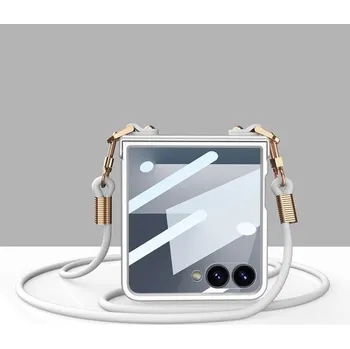 Pouzdro na mobilní telefon GKK 122716 GKK CROSSBODY Ochranný kryt se šňůrkou Samsung Galaxy Z Flip7 5G stříbrný