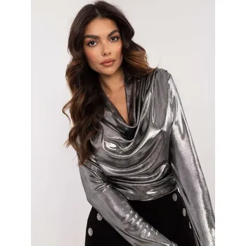 Dámská halenka Stříbrná dámská elegantní lesklá halenka DHJ-BZ-15268.30-silver Velikost: ONE SIZE