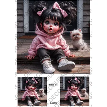 Umělecký papír Rýžový a soft papír na decoupage - Holčička - KB2600 Materiál: Soft, Rozměr: A4