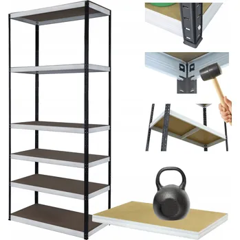 Dílenský regál Kovový regál do skladu HELIOS 213x75x35cm 6 polic x 175kg - ROBUSTNÍ