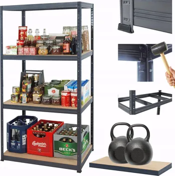 Dílenský regál Kovový regál do skladu, garáže PREMIUM HELIOS 180x75x60cm 4 police, nosnost 275kg/police