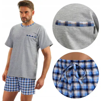 Pánské pyžamo PÁNSKÉ BAVLNĚNÉ PYŽAMO s krátkým rukávem, POLSKÝ VÝROBEK Sesto Senso *L