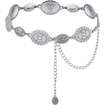 Dámské šaty B-TOP Kovový ozdobný opasek s oválnými prvky Druh barvy: Stříbrná