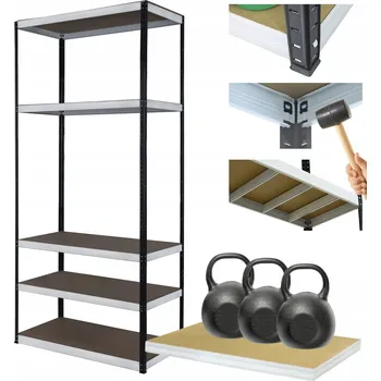 Dílenský regál Kovový regál do skladu HELIOS 213x75x30 cm, 5 polic, nosnost 350 kg - ROBUSTNÍ