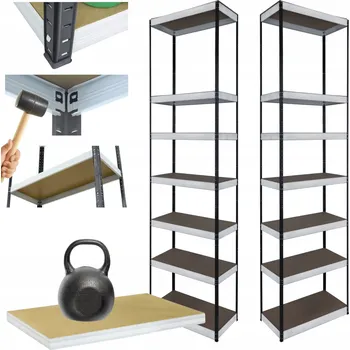 Dílenský regál Kovový regál skladový stojan HELIOS 270x50x50cm 7 polic x 175kg ZÁTĚŽ, ROBUSTNÍ