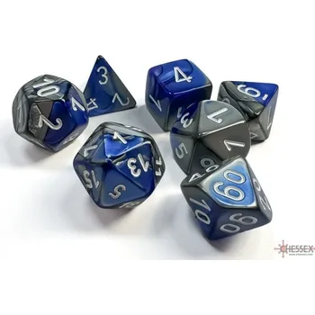 Příslušenství k deskovým hrám Chessex Sada 7 kostek Chessex - Gemini Blue-Steel / white - 26423