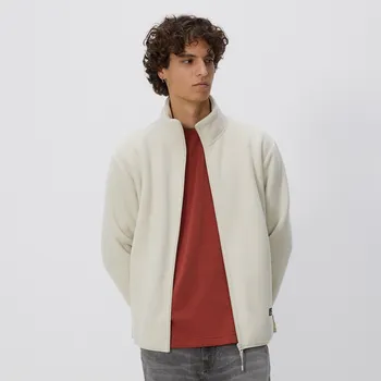 Pánská mikina Reserved - Flísová mikina se stojáčkem - krémová - 6999H-01X - 6999H-01X-XL