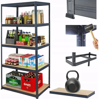 Dílenský regál Kovový regál do skladu PREMIUM HELIOS 196x75x30cm 5 polic x 175 kg POLSKÝ