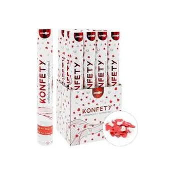 Konfeta Vystřelovací konfety - trubka 40 cm, bílá a červená papírová srdce, 1ks,rychlé dodání
