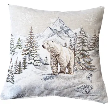Povlak na dekorativní polštářek Vánoční gobelínový povlak - Lední medvěd