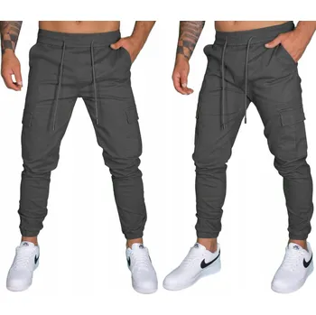 Pánské kalhoty KAPSÁČE PÁNSKÉ JOGGEROVÉ LÁTKOVÉ KALHOTY S KAPSAMI