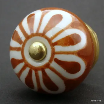 Nábytkové kování Nábytková úchytka hnědá s kresbou 4 cm - knopka