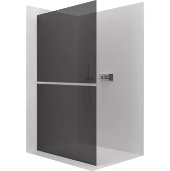 CERANO - Sprchová zástěna Walk-in Crystal L/P - 10 mm + polička/držák na ručníky - bezvzpěrový systém - chrom, grafitové sklo - 130x200 cm