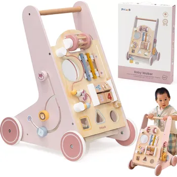 Dětské chodítko VIGA PolarB Dřevěné chodítko Pink s aktivitami