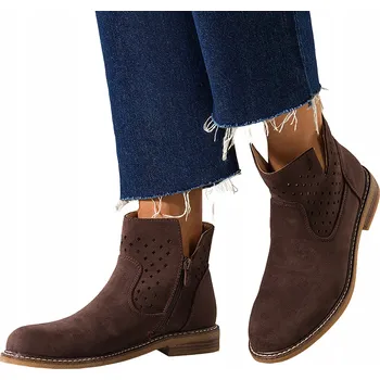 Dámské kozačky Dámské kotníkové boty Čokoládové Prolamované Jarní Podzimní Módní Pohodlné vel. 36
