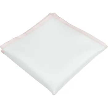 Látkový kapesník Bílý pánský kapesníček do saka se světlounce růžovým (blush pink) lemem