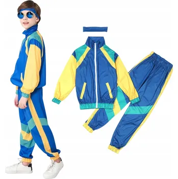 Karnevalový kostým Kostým disco teplákovky, retro teplákovka 80. léta, dětský, modrý, velikost M