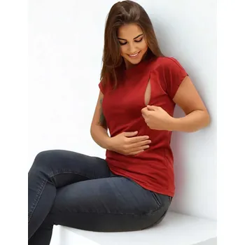 Kojicí tričko Loren – bordó, bavlna, krátký rukáv, skryté zipy Velikost: XL