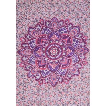 Přehoz na lůžko Bavlněný přehoz na postel s mandalou Půvabná mandala – růžovo-fialový 1, Sittar